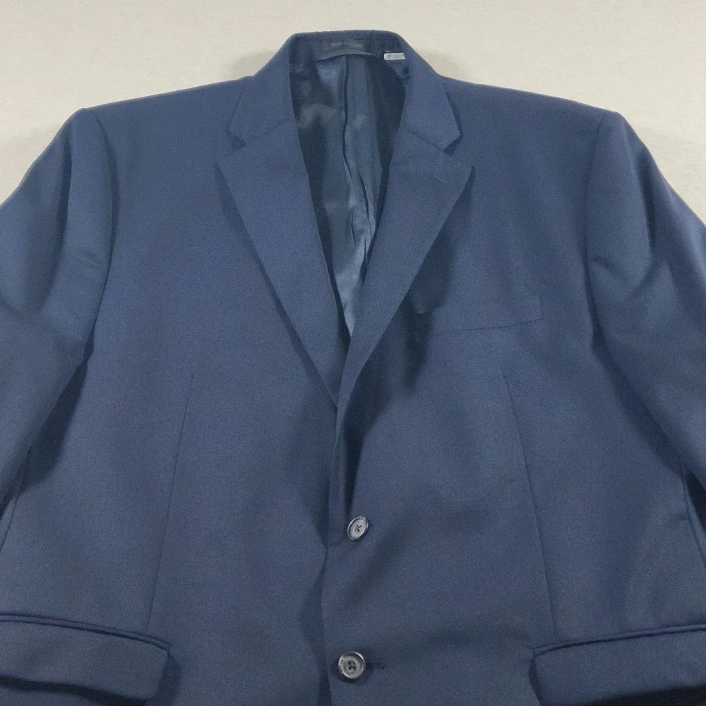 Lauren Ralph Lauren Mens 50R Navy Blue Blazer 100 Wool Two Button Sport Coat
